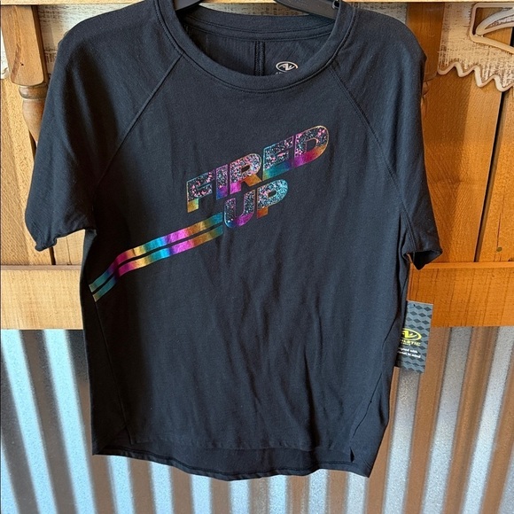 Athletic Works Other - Athletic Works Black Kids Tee with Colorful 'Fired Up' Design